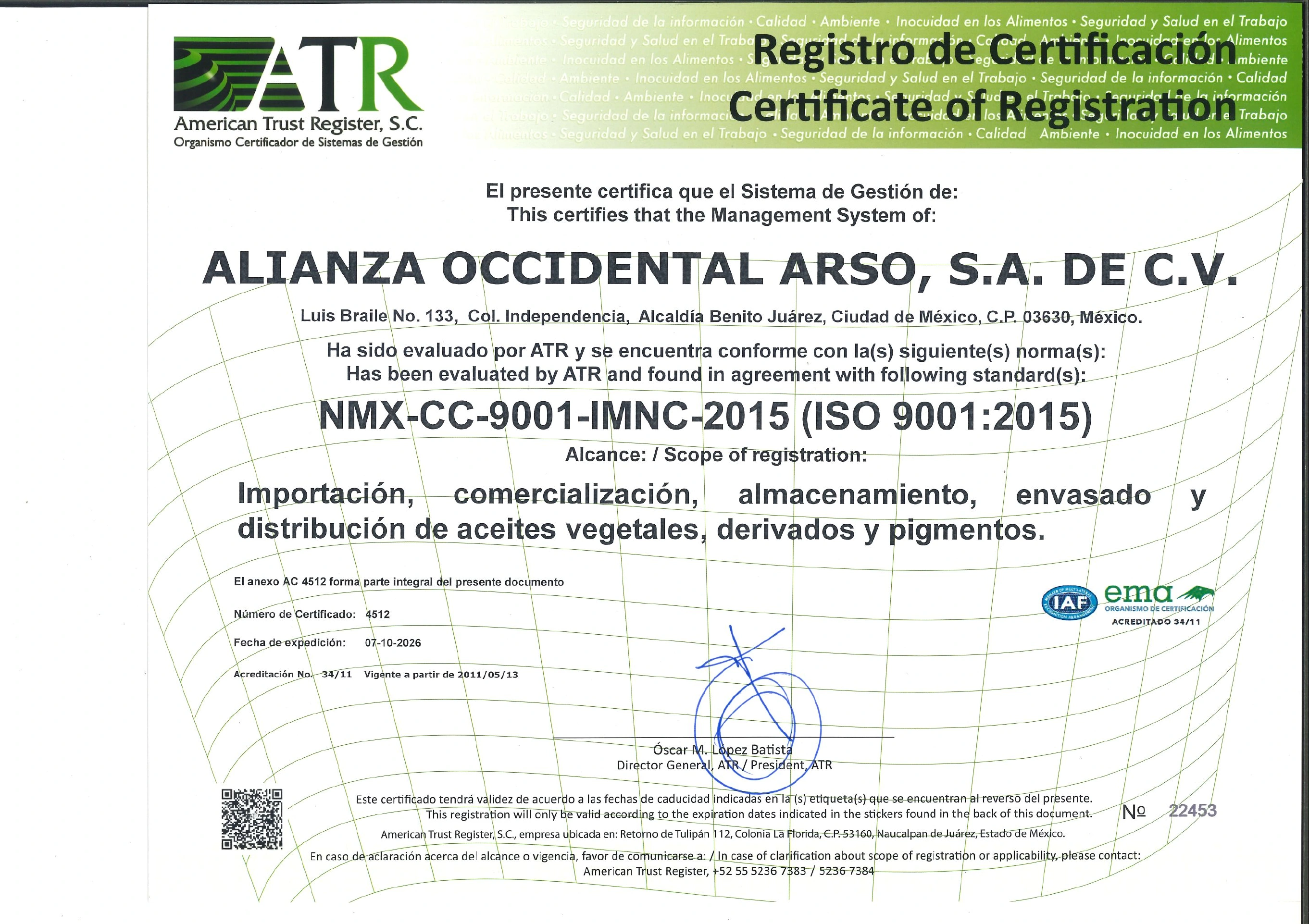 Certificado ISO 9001:2015, página 2